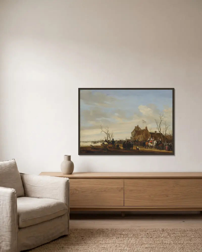 Aalfang von Salomon van Ruysdael gerahmt an einer Wand