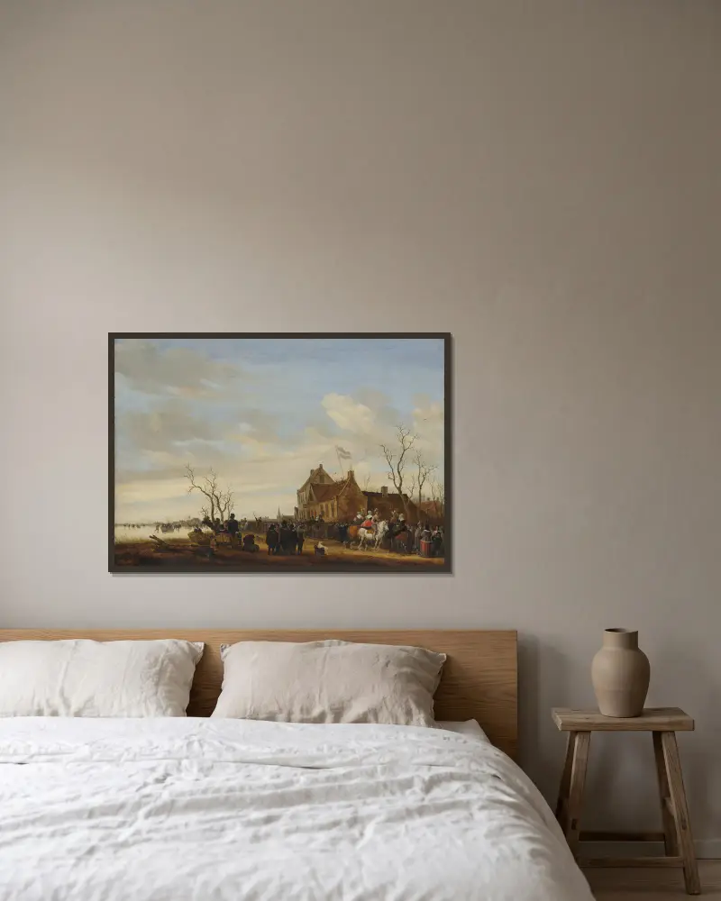 Aalfang von Salomon van Ruysdael gerahmt an einer Wand