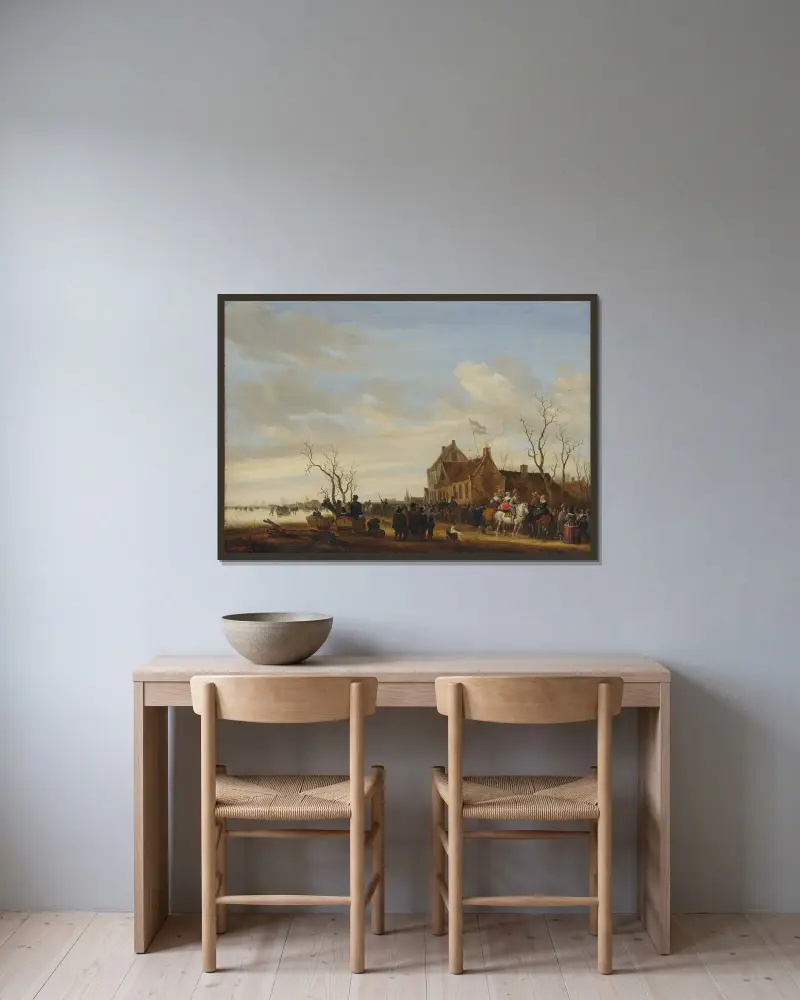 Aalfang von Salomon van Ruysdael gerahmt an einer Wand