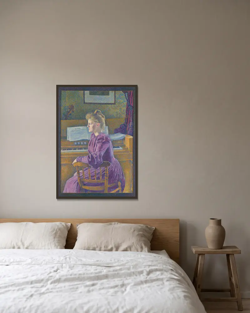 Maria Sèthe, den blivande fru Van de Velde av Theo van Rysselberghe inramad på en vägg