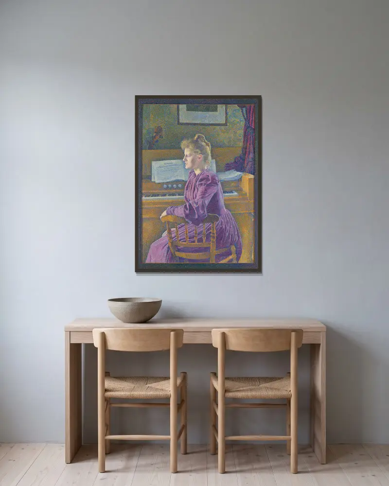 Maria Sèthe, den blivande fru Van de Velde av Theo van Rysselberghe inramad på en vägg