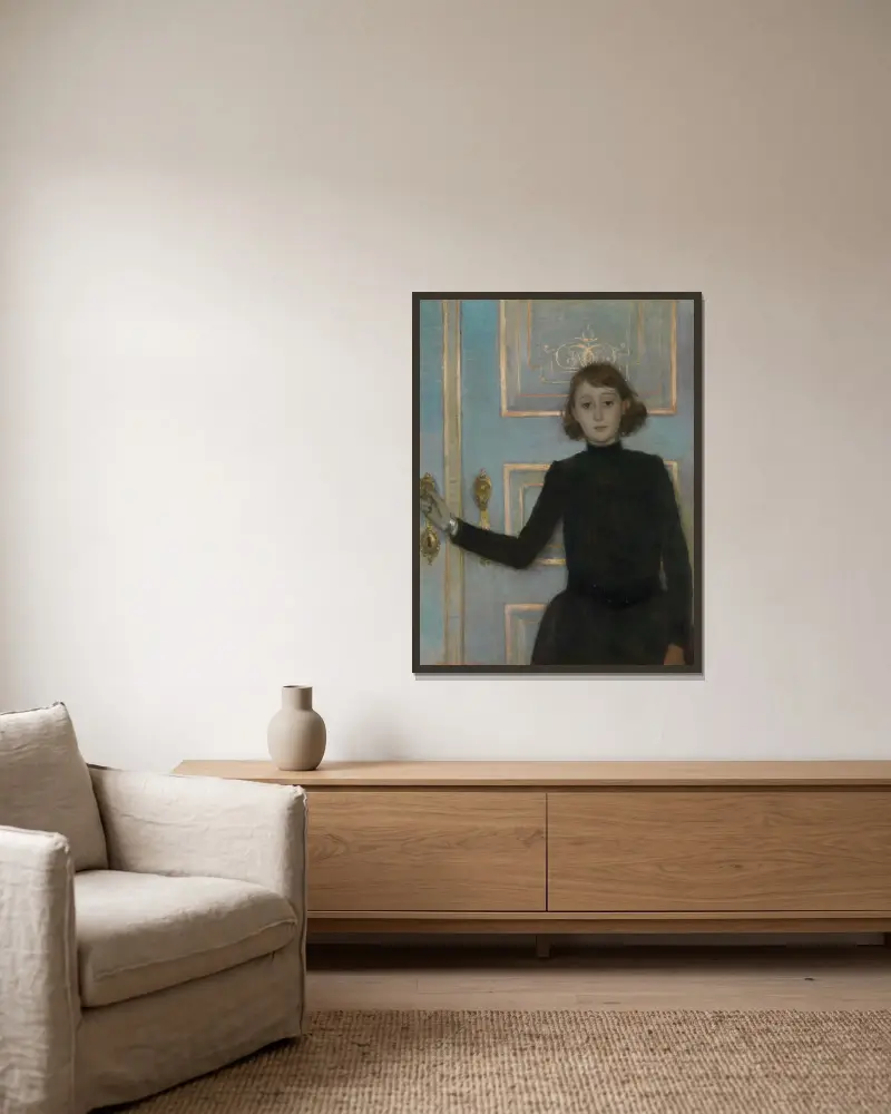 Porträt von Marguerite van Mons von Theo van Rysselberghe gerahmt an einer Wand