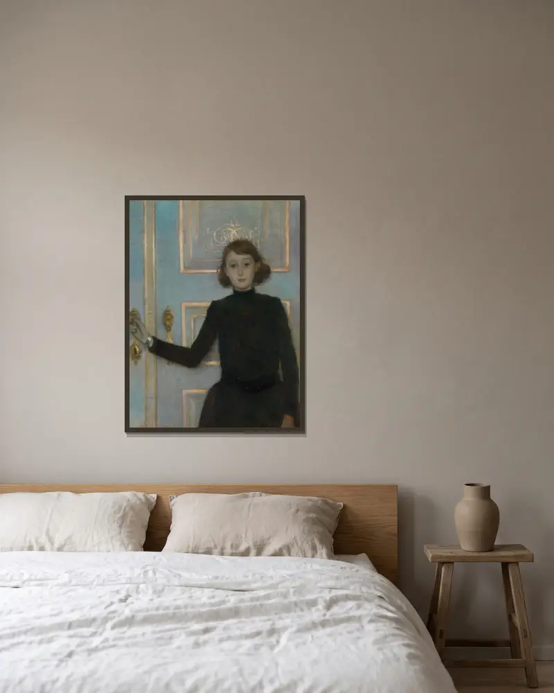Porträt von Marguerite van Mons von Theo van Rysselberghe gerahmt an einer Wand