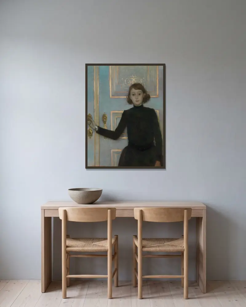 Porträt von Marguerite van Mons von Theo van Rysselberghe gerahmt an einer Wand