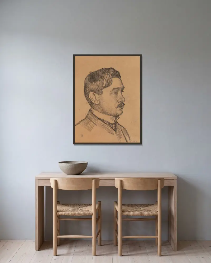 Porträtt av Maurice Maeterlinck, 1903 – nr 1 av Theo van Rysselberghe inramad på en vägg