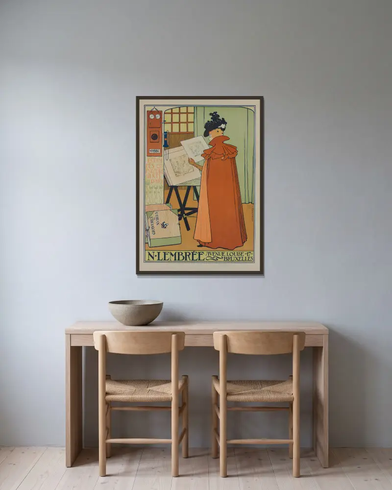 Poster for the Lembrée Gallery av Theo van Rysselberghe inramad på en vägg