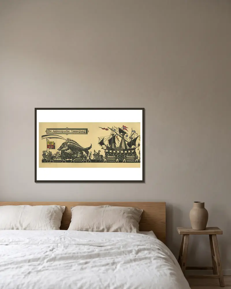 Der Antwerpener Ommegang von Henri Van Straten gerahmt an einer Wand
