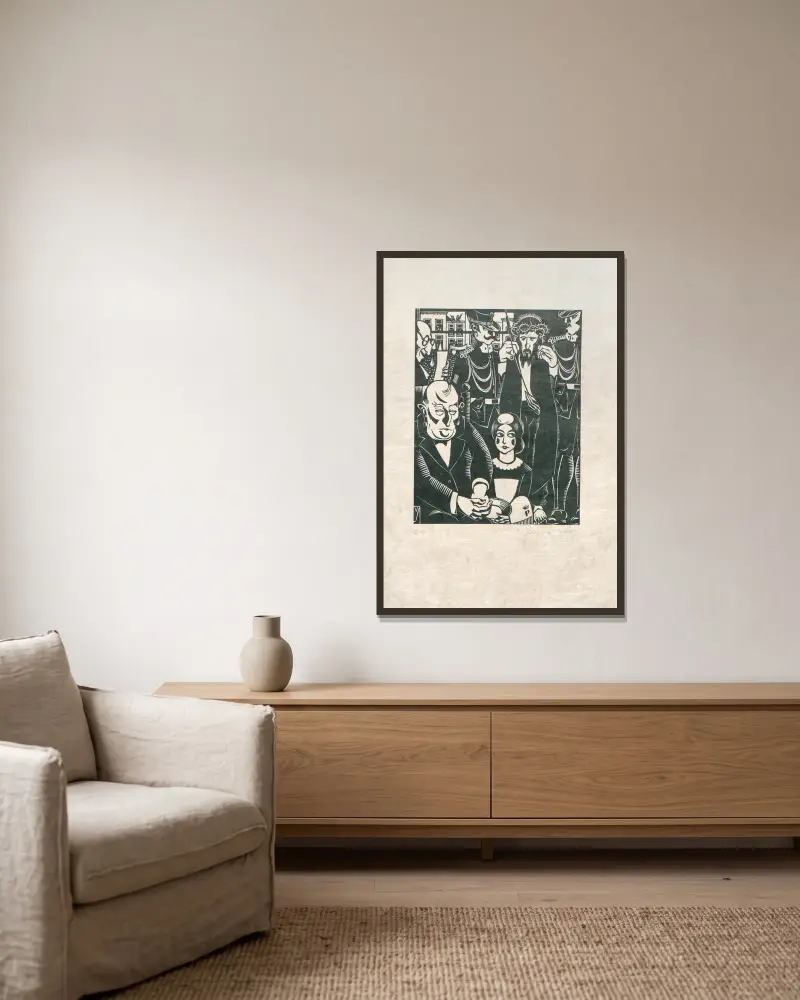 Der Kreuzweg, Tafel 1 von Henri Van Straten gerahmt an einer Wand