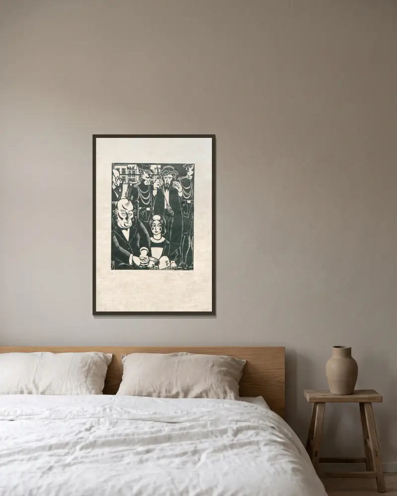 Der Kreuzweg, Tafel 1 von Henri Van Straten gerahmt an einer Wand