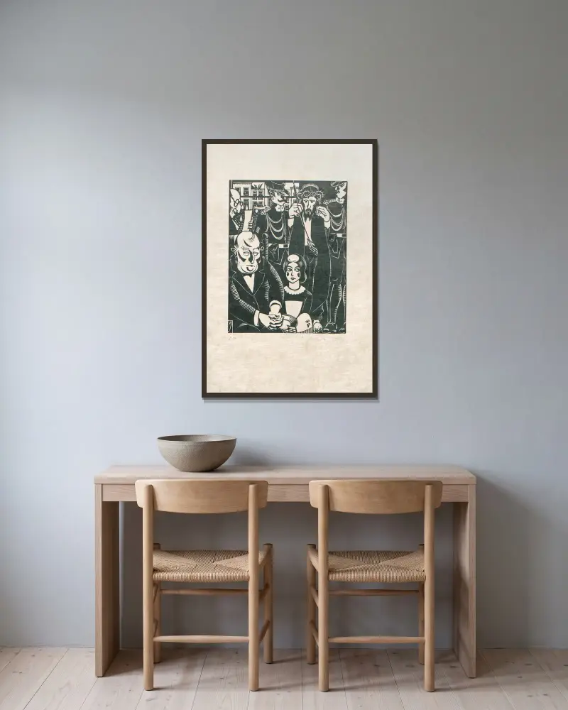 Der Kreuzweg, Tafel 1 von Henri Van Straten gerahmt an einer Wand
