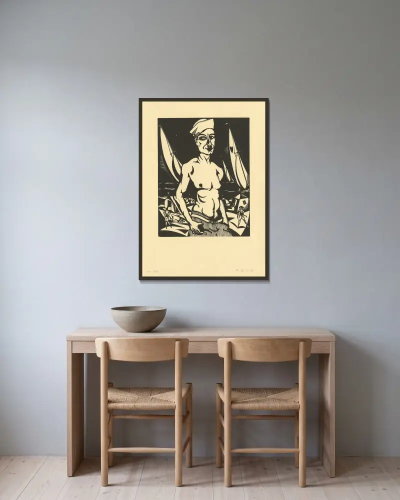 Die Segel von Henri Van Straten gerahmt an einer Wand