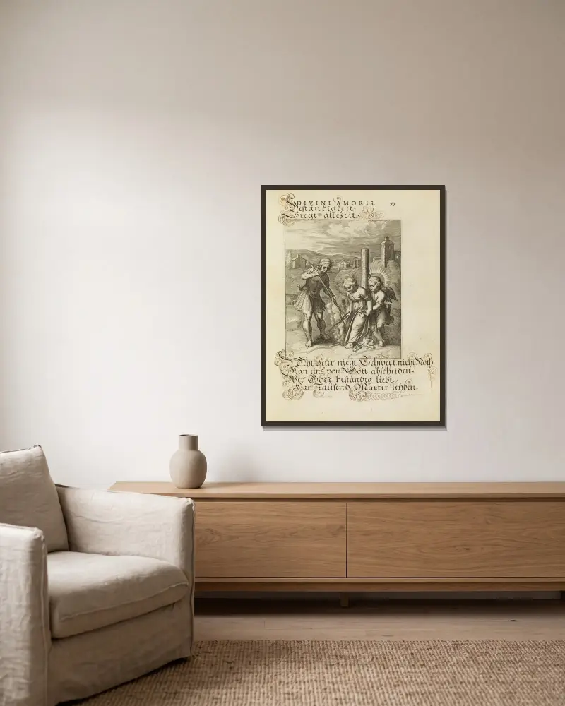 Emblemata divini amoris, Taf. 36 von Otto van Veen gerahmt an einer Wand