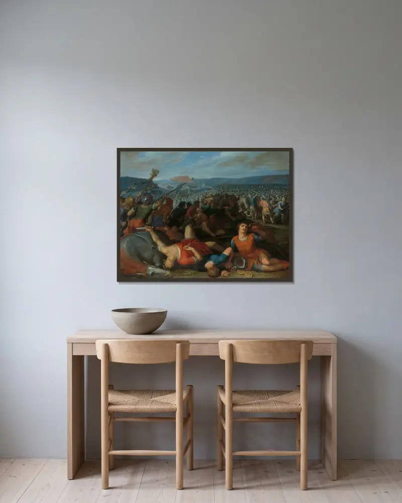 Batavierna besegrar romarna på Rhen av Otto van Veen inramad på en vägg