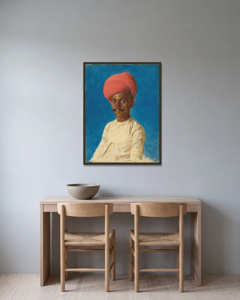 Bania (merchant). Bombay av Vasily Vereshchagin inramad på en vägg