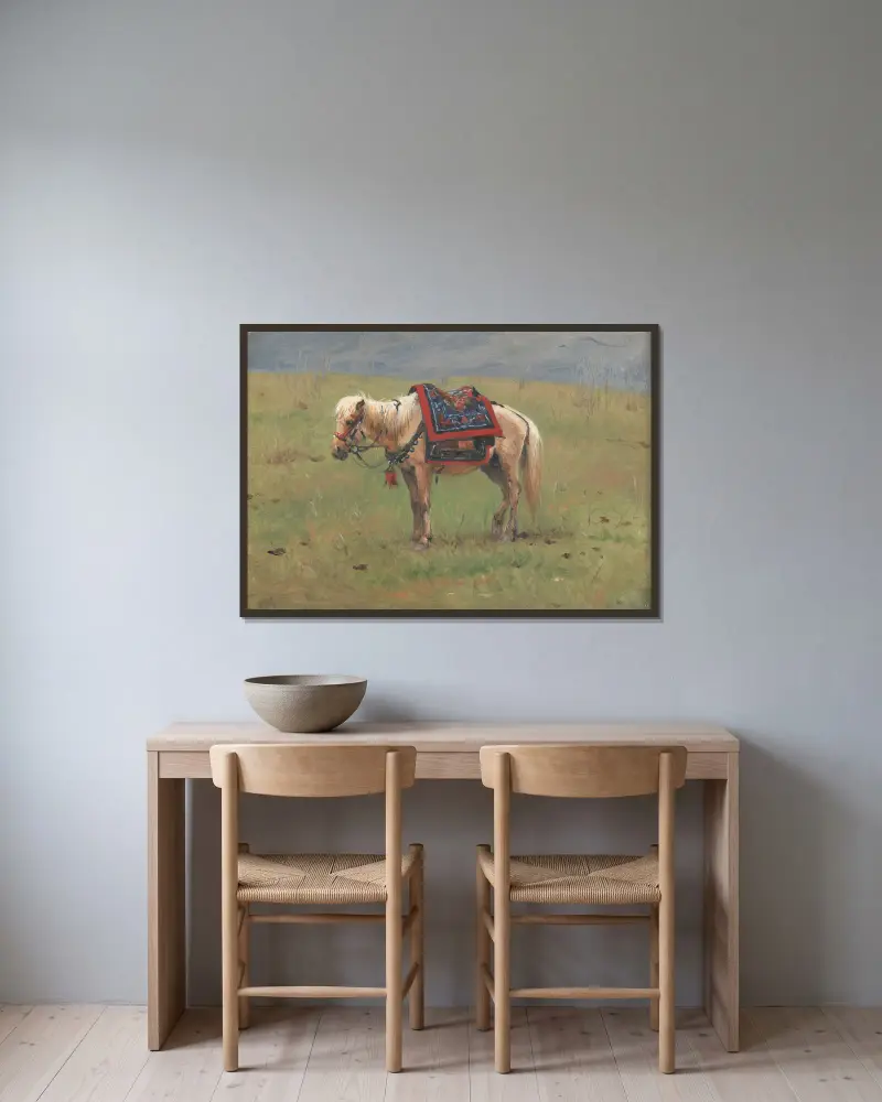 Himalaya-Ponys von Vasily Vereshchagin gerahmt an einer Wand