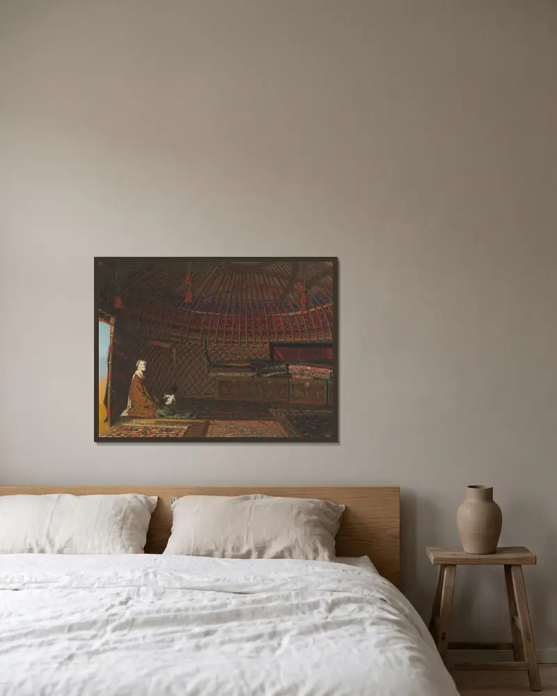 Inne i en rik kirgiz tält av Vasily Vereshchagin inramad på en vägg
