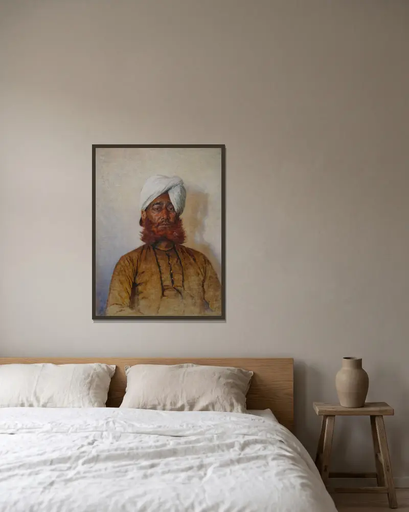 Moslem Official av Vasily Vereshchagin inramad på en vägg