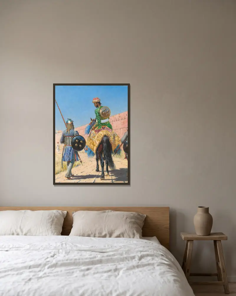 Mounted Warrior in Jaipur av Vasily Vereshchagin inramad på en vägg