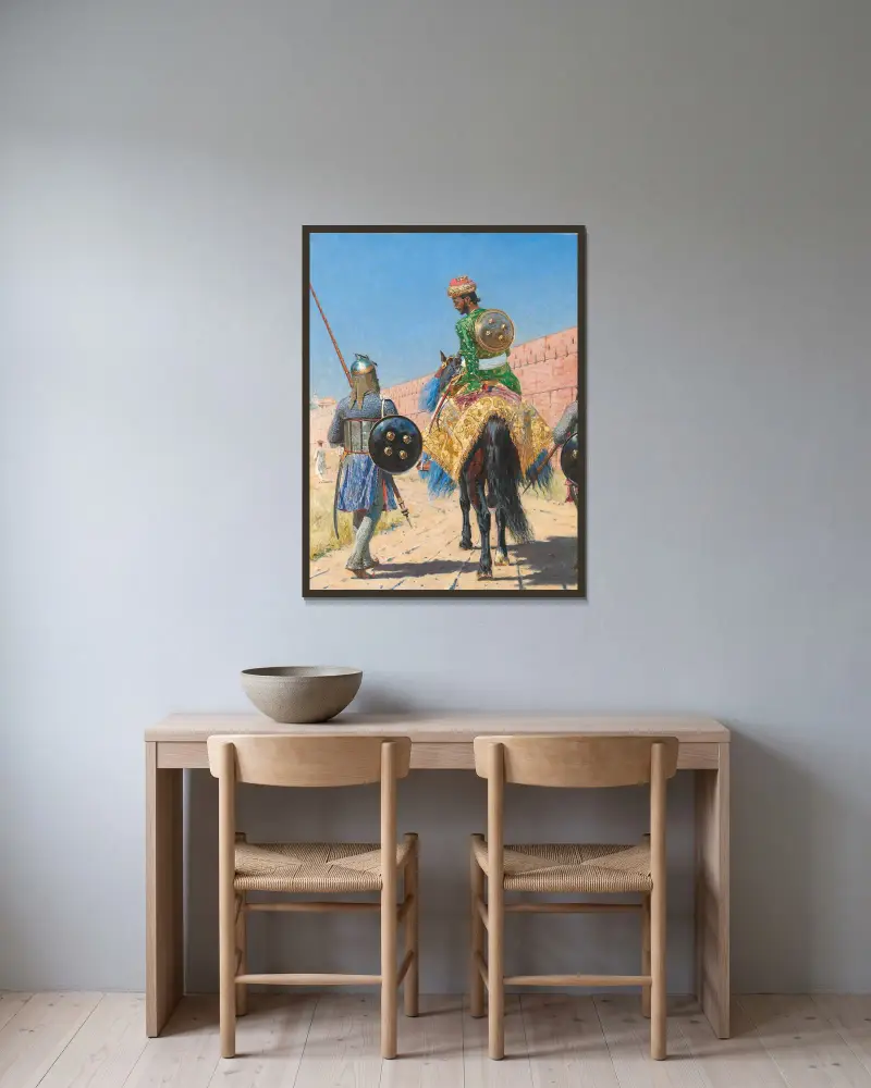 Mounted Warrior in Jaipur av Vasily Vereshchagin inramad på en vägg