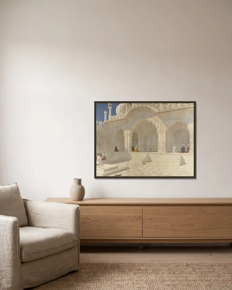 Perlmoschee in Delhi von Vasily Vereshchagin gerahmt an einer Wand