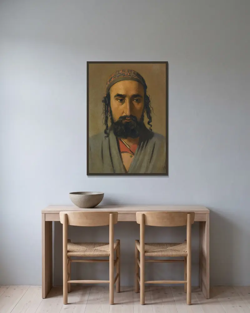Porträtt av en judisk köpman av Vasily Vereshchagin inramad på en vägg