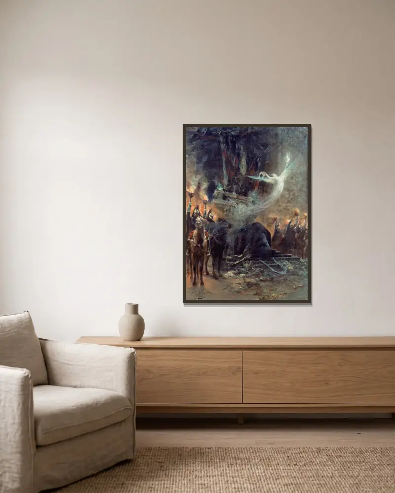 Victor Hugos begravning – vakan under triumfbågen av Georges Jules Victor Clairin inramad på en vägg
