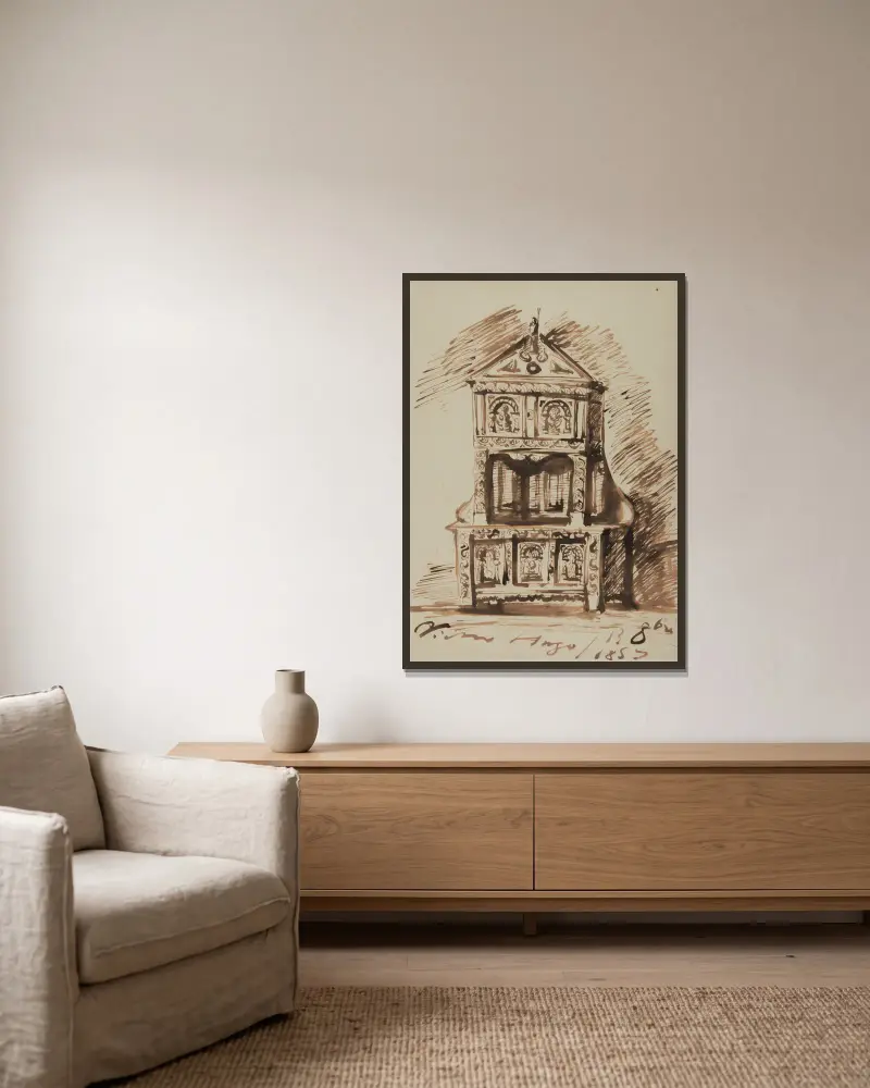 Ein Buffet von Victor Hugo gerahmt an einer Wand