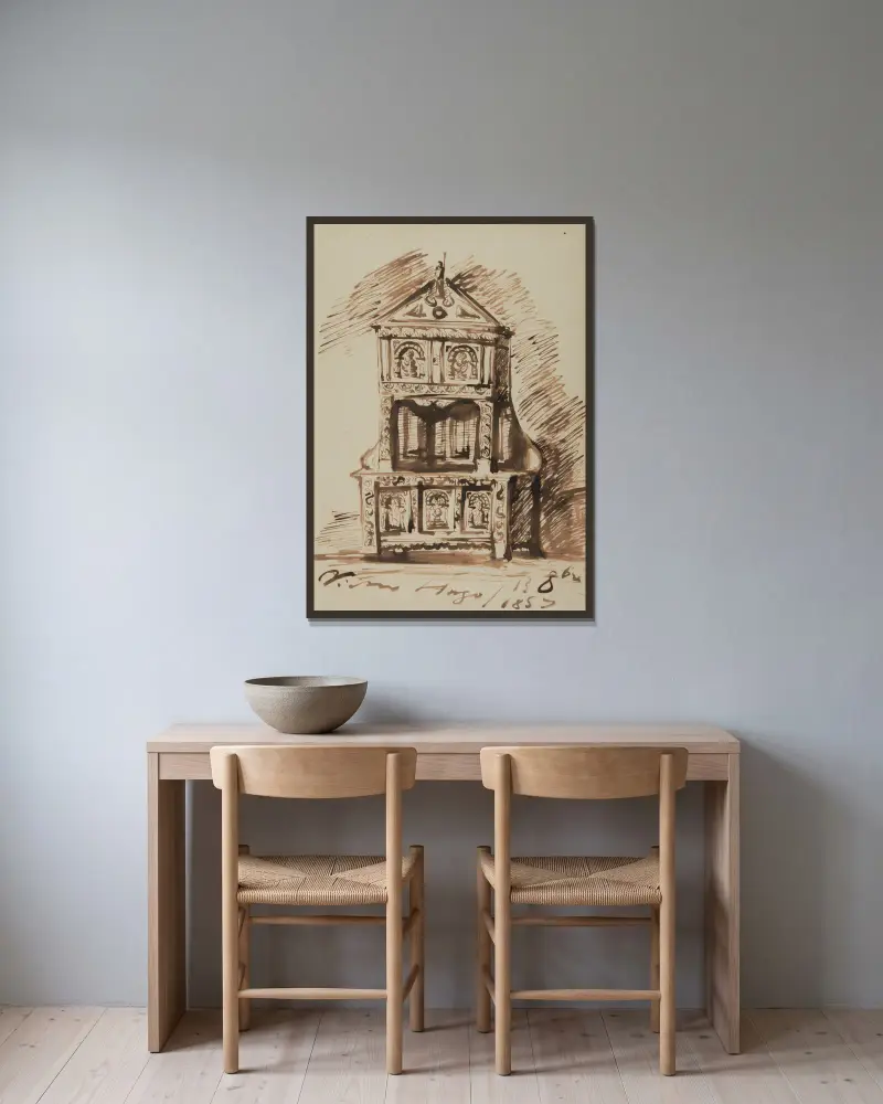 Ein Buffet von Victor Hugo gerahmt an einer Wand
