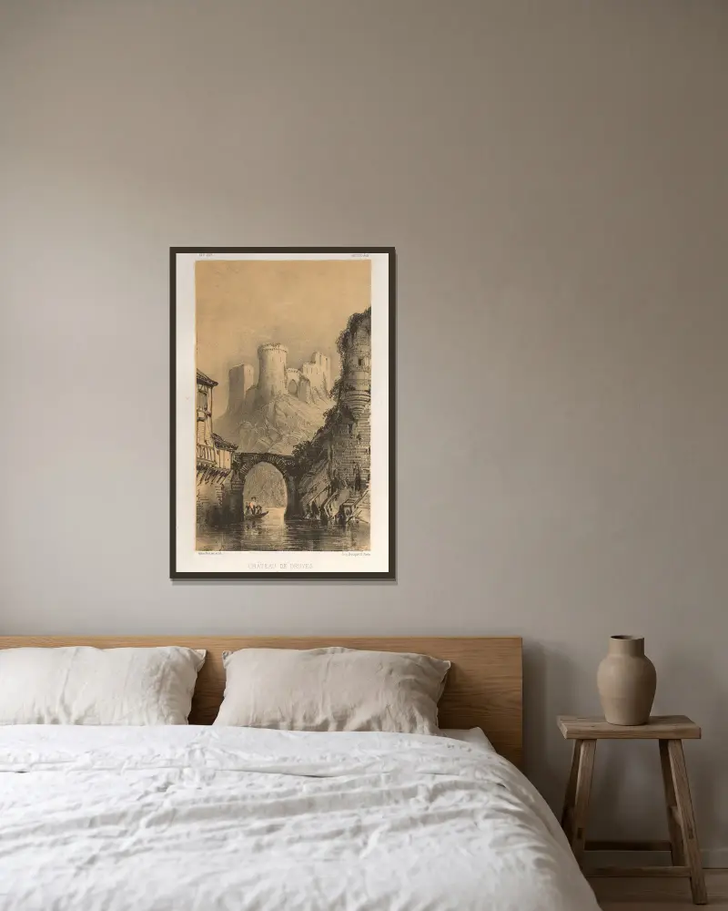 Chateau De Druyes (Yonne) av Victor Petit inramad på en vägg