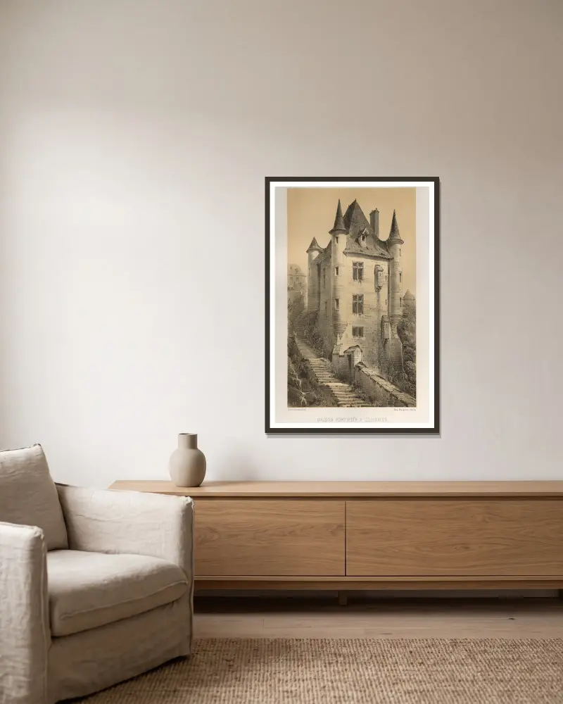 Maison Fortifiée À Uzerches (Corrère) av Victor Petit inramad på en vägg