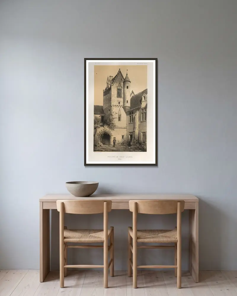 Prieuré De Saint Gabriel (Calvados) av Victor Petit inramad på en vägg
