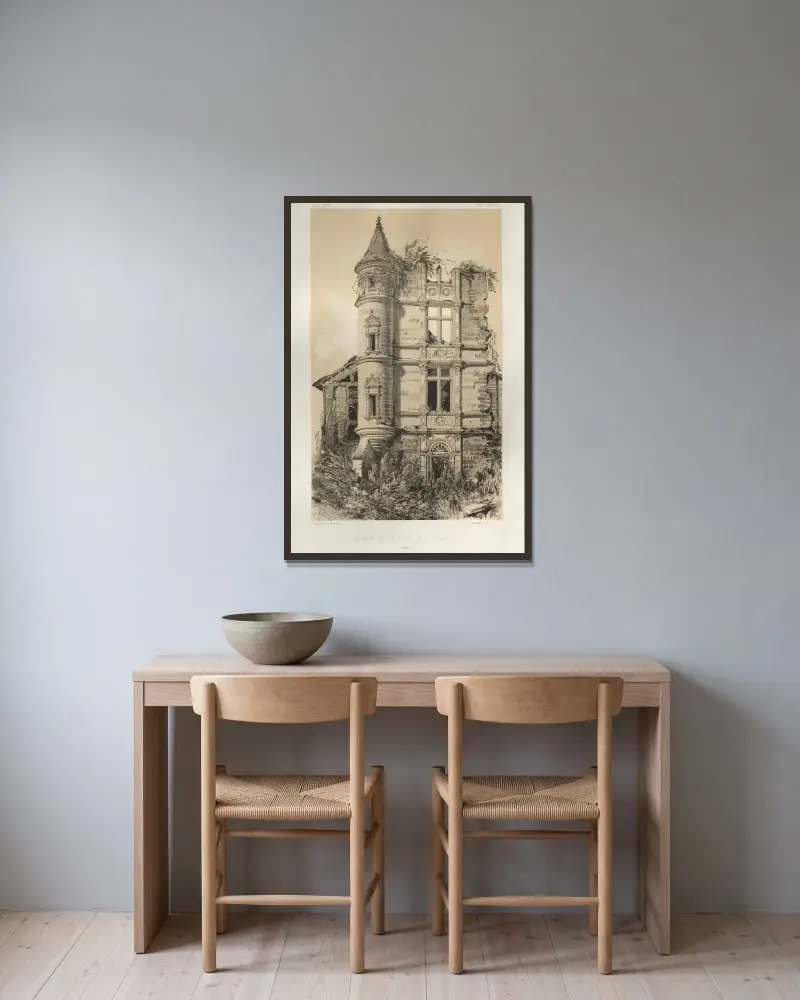 Ruines Du Chateau De Champlost (Yonne) av Victor Petit inramad på en vägg