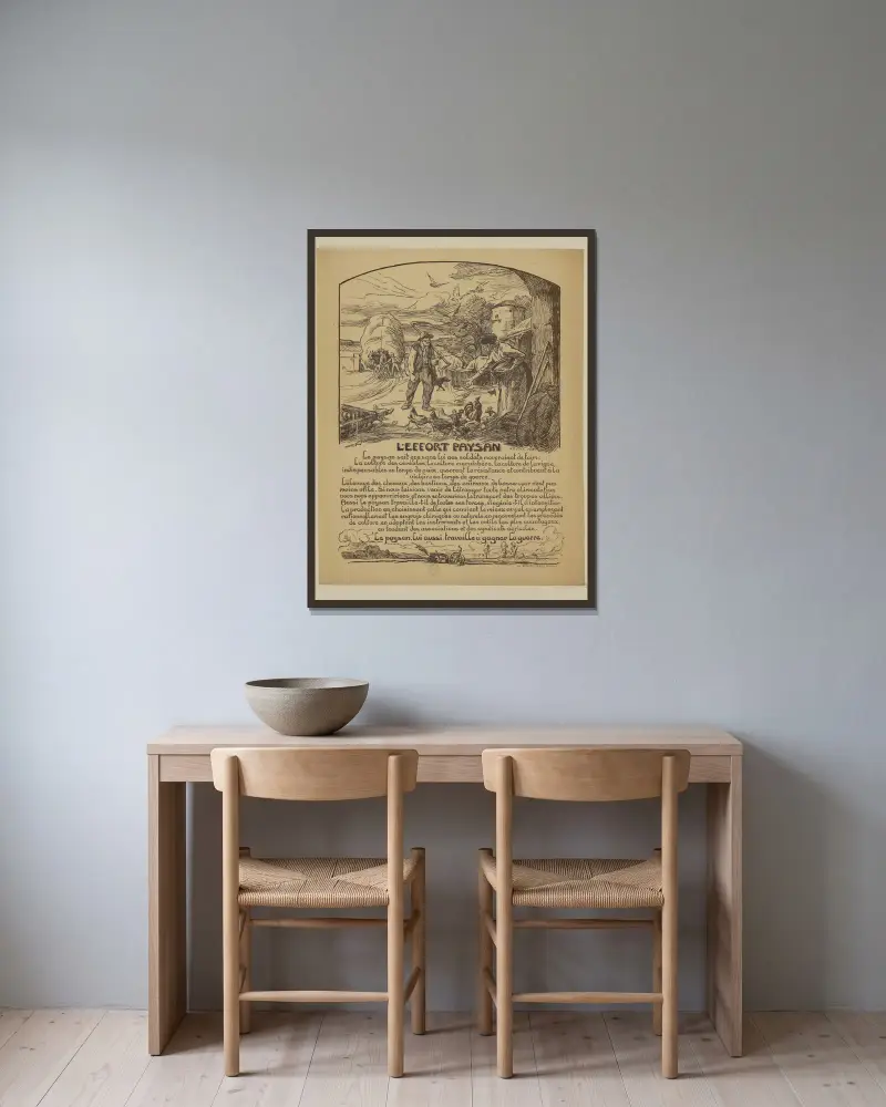 Die Arbeit des Bauern von Victor Prouvé gerahmt an einer Wand