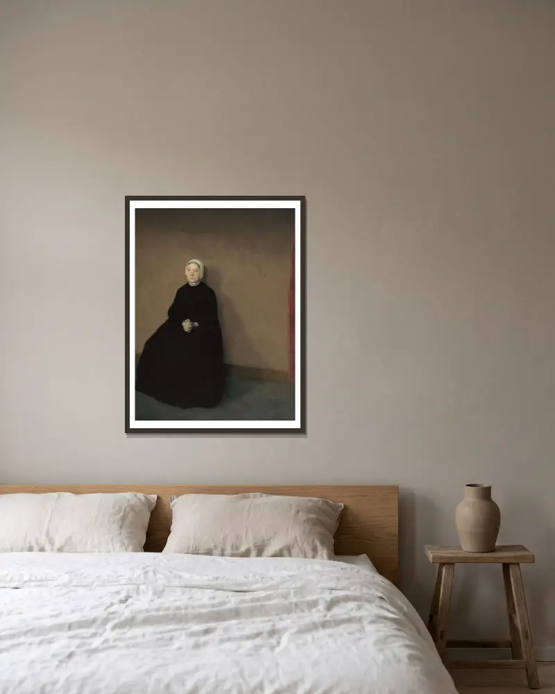 An old woman av Vilhelm Hammershøi inramad på en vägg
