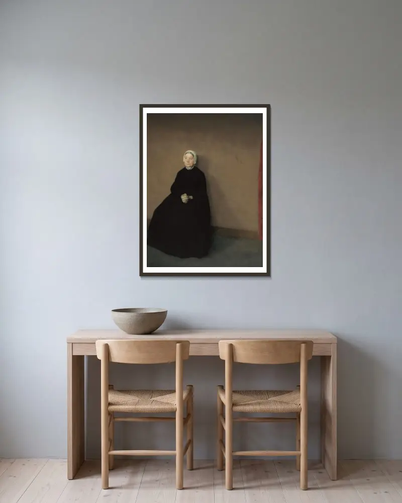 An old woman av Vilhelm Hammershøi inramad på en vägg