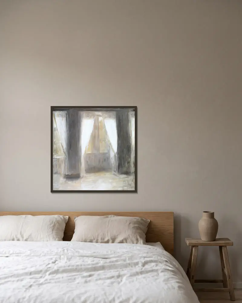Vardagsrummet på Frederiksberg Allé av Vilhelm Hammershøi inramad på en vägg