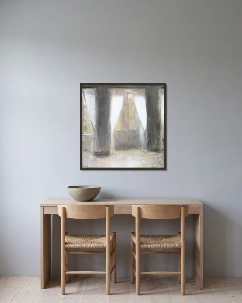 Vardagsrummet på Frederiksberg Allé av Vilhelm Hammershøi inramad på en vägg