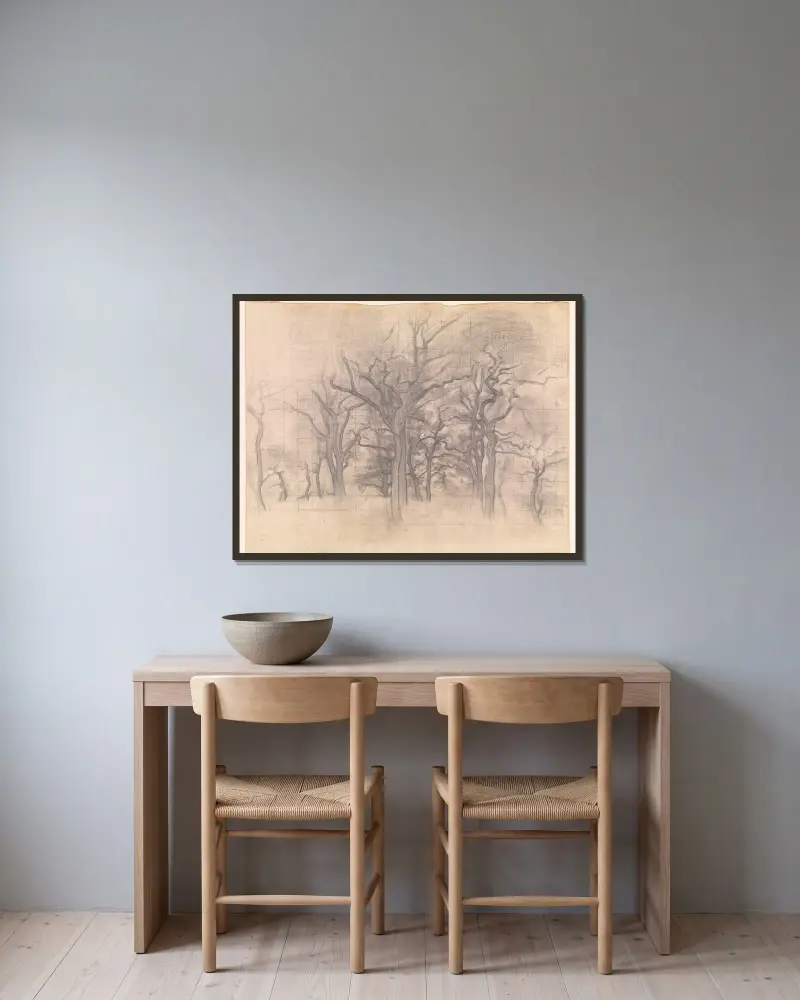 Eichen von Vilhelm Hammershøi gerahmt an einer Wand