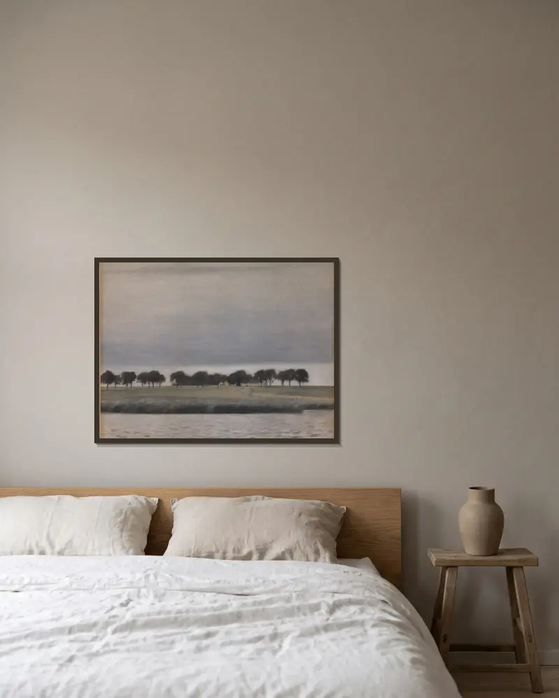Vorstudie zu 'Sonnenregen. Gentofte Sø' von Vilhelm Hammershøi gerahmt an einer Wand