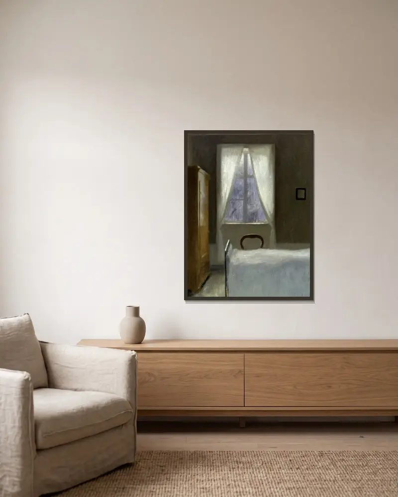 Interieur – Nr. 1 von Vilhelm Hammershøi gerahmt an einer Wand