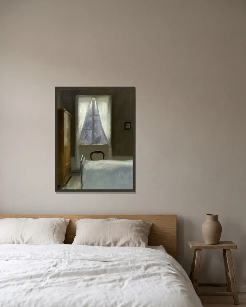 Interieur – Nr. 1 von Vilhelm Hammershøi gerahmt an einer Wand