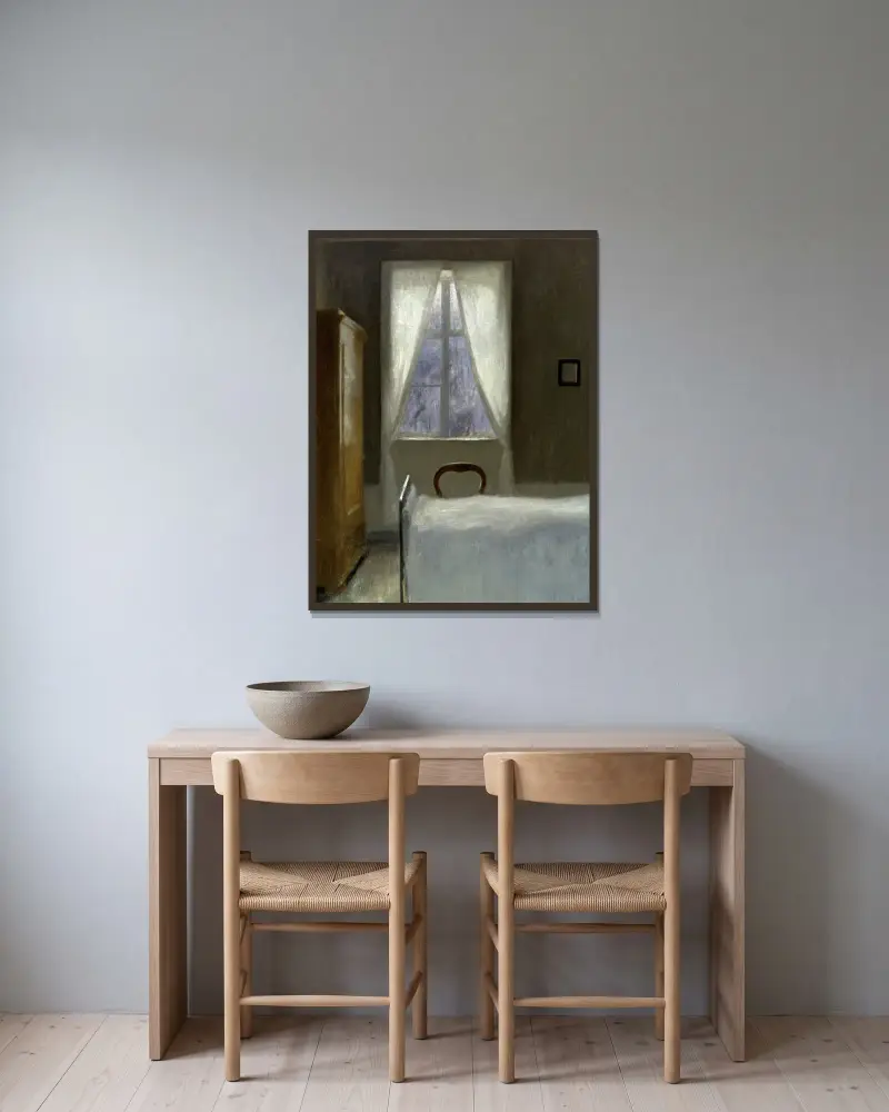 Interieur – Nr. 1 von Vilhelm Hammershøi gerahmt an einer Wand