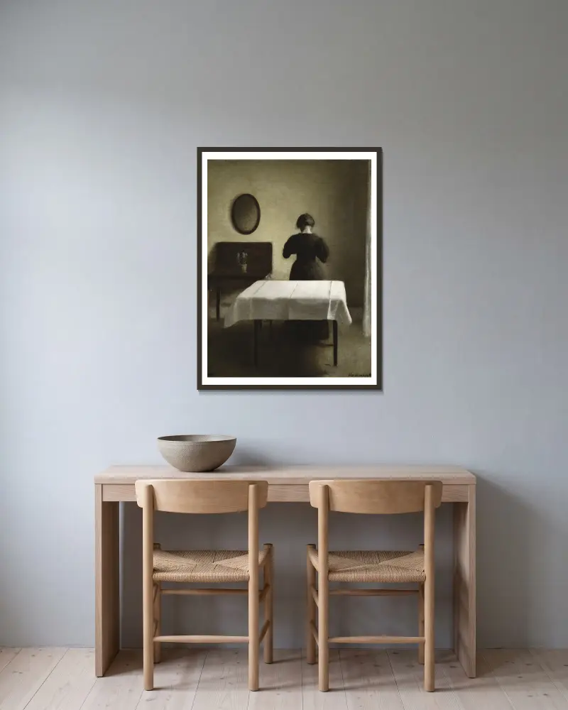 Interieur, 1898 von Vilhelm Hammershøi gerahmt an einer Wand