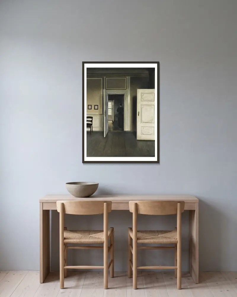 Interior. Strandgade 30, 1901 av Vilhelm Hammershøi inramad på en vägg