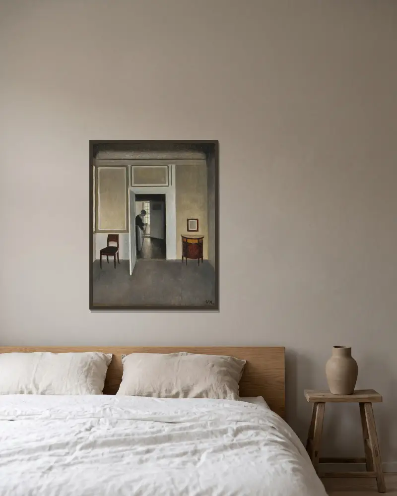 Interior, Strandgade 30 – nr 1 av Vilhelm Hammershøi inramad på en vägg