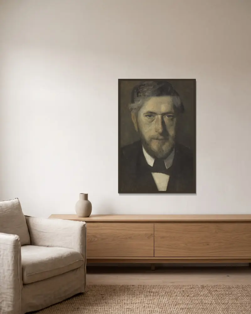 Jens Ferdinand Willumsen. Study for Five Portraits av Vilhelm Hammershøi inramad på en vägg