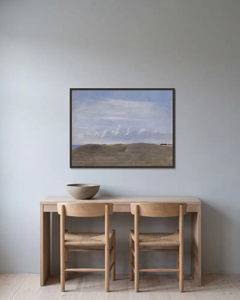 Landscape av Vilhelm Hammershøi inramad på en vägg