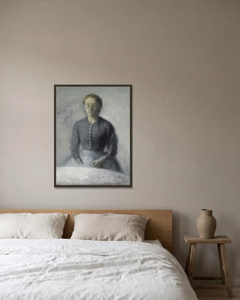 Bildnis von Ida von Vilhelm Hammershøi gerahmt an einer Wand