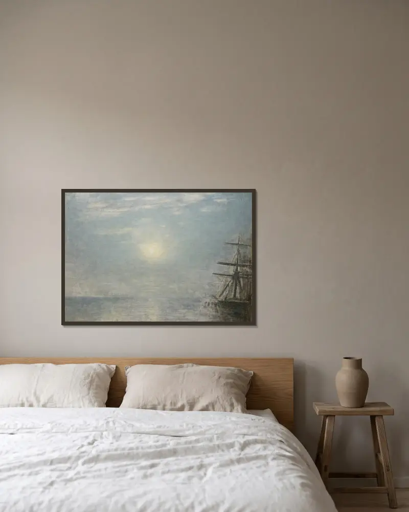 Sun Over The Sea av Vilhelm Hammershøi inramad på en vägg