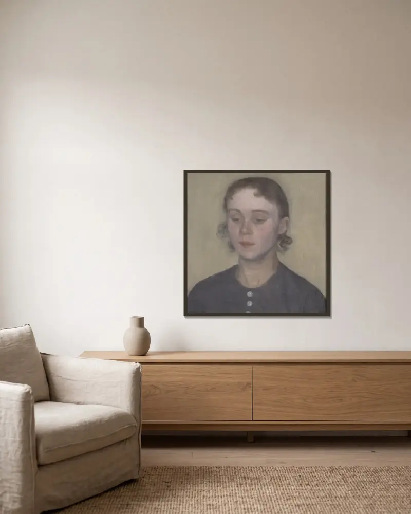 Die Frau des Künstlers, Ida Hammershøi, geborene Ilsted von Vilhelm Hammershøi gerahmt an einer Wand